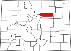 Karte von Adams County innerhalb von Colorado