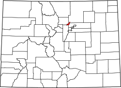 Karte von Broomfield County innerhalb von Colorado