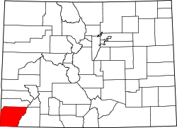 Karte von Montezuma County innerhalb von Colorado