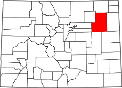 Karte von Washington County innerhalb von Colorado