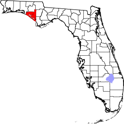 Karte von Bay County innerhalb von Florida
