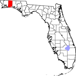 Karte von Okaloosa County innerhalb von Florida