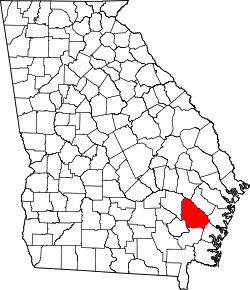 Karte von Wayne County innerhalb von Georgia