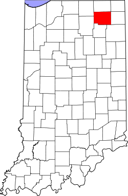Karte von Noble County innerhalb von Indiana