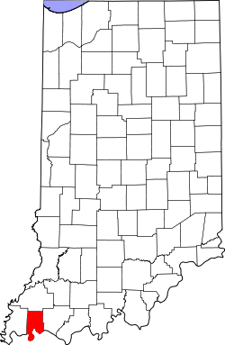 Karte von Vanderburgh County innerhalb von Indiana