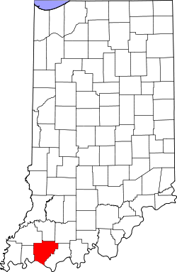 Karte von Warrick County innerhalb von Indiana