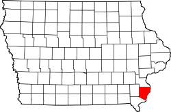 Karte von Des Moines County innerhalb von Iowa