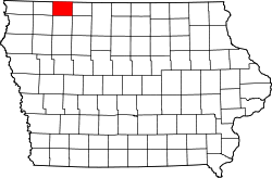 Karte von Dickinson County innerhalb von Iowa