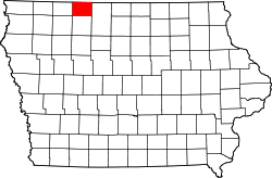 Karte von Emmet County innerhalb von Iowa