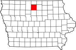 Karte von Hancock County innerhalb von Iowa