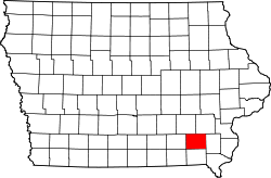 Karte von Jefferson County innerhalb von Iowa