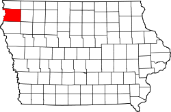 Karte von Sioux County innerhalb von Iowa