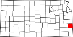 Karte von Bourbon County innerhalb von Kansas