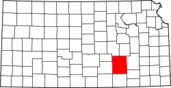 Karte von Butler County innerhalb von Kansas