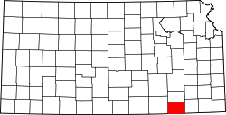 Karte von Chautauqua County innerhalb von Kansas