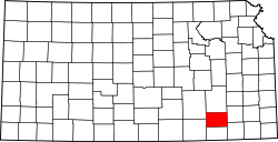 Karte von Elk County innerhalb von Kansas