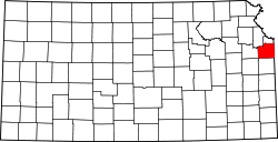 Karte von Johnson County innerhalb von Kansas