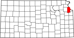 Karte von Leavenworth County innerhalb von Kansas