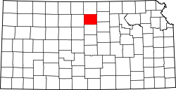 Karte von Mitchell County innerhalb von Kansas