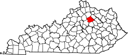 Karte von Bourbon County innerhalb von Kentucky