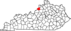 Karte von Oldham County innerhalb von Kentucky