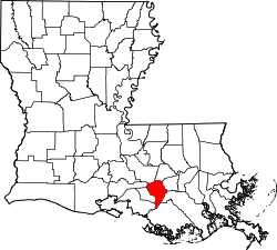 Karte von Assumption Parish innerhalb von Louisiana