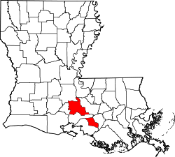 Karte von Saint Martin Parish innerhalb von Louisiana