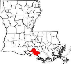 Karte von Saint Mary Parish innerhalb von Louisiana