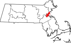 Karte von Suffolk County innerhalb von Massachusetts