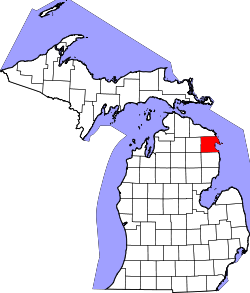 Karte von Alpena County innerhalb von Michigan