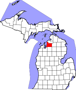 Karte von Antrim County innerhalb von Michigan