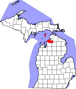 Karte von Charlevoix County innerhalb von Michigan