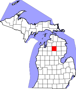 Karte von Crawford County innerhalb von Michigan
