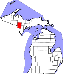 Karte von Dickinson County innerhalb von Michigan