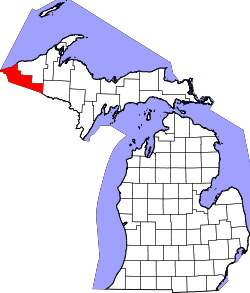 Karte von Gogebic County innerhalb von Michigan