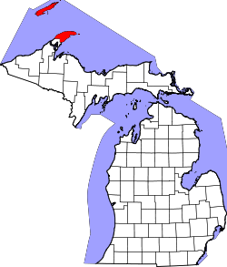 Karte von Keweenaw County innerhalb von Michigan