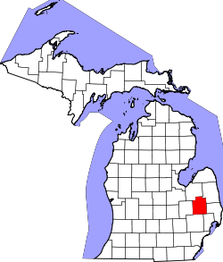 Karte von Lapeer County innerhalb von Michigan