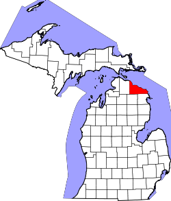 Karte von Presque Isle County innerhalb von Michigan