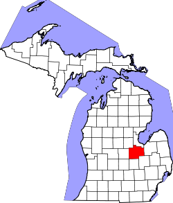 Karte von Saginaw County innerhalb von Michigan