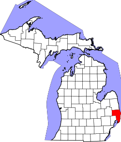 Karte von Saint Clair County innerhalb von Michigan