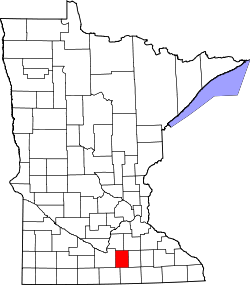 Karte von Waseca County innerhalb von Minnesota