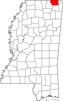 Karte von Alcorn County innerhalb von Mississippi