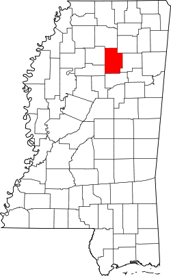 Karte von Calhoun County innerhalb von Mississippi