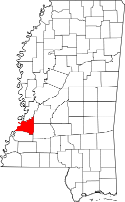 Karte von Claiborne County innerhalb von Mississippi