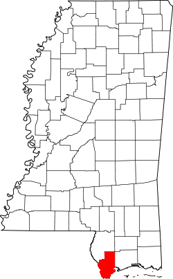 Karte von Hancock County innerhalb von Mississippi