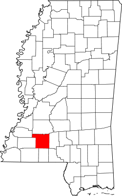Karte von Lincoln County innerhalb von Mississippi