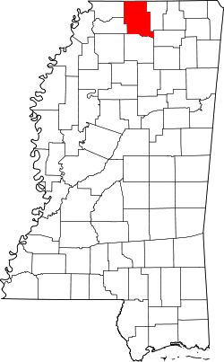 Karte von Marshall County innerhalb von Mississippi