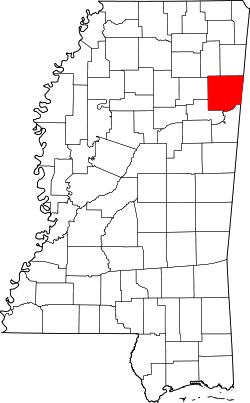 Karte von Monroe County innerhalb von Mississippi