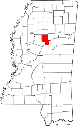 Karte von Montgomery County innerhalb von Mississippi