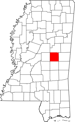 Karte von Neshoba County innerhalb von Mississippi